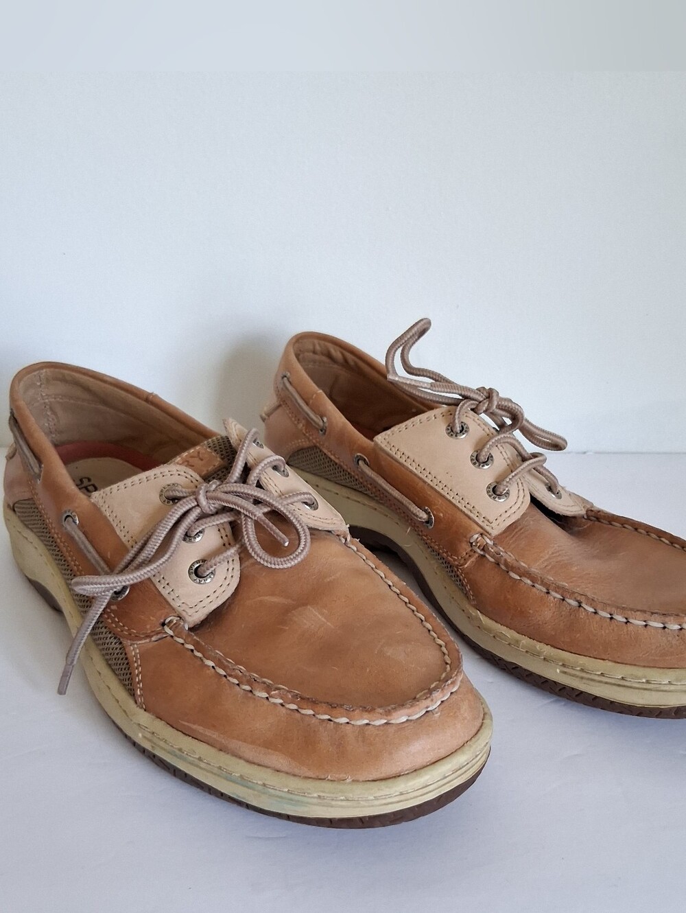 Sperry Top-Sider Mens Size 12 Tan Boat Shoes 3 Eye Lace Up Preppy Grandpacore